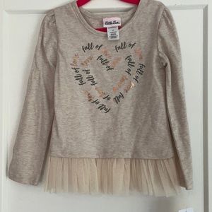 NWT size 5 Little Lass long sleeve shirt with tulle.